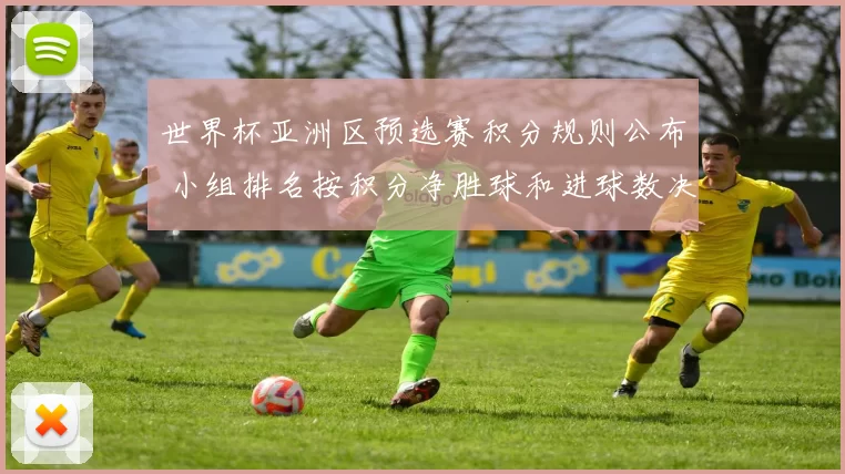 世界杯亚洲区预选赛积分规则公布 小组排名按积分净胜球和进球数决定出线资格